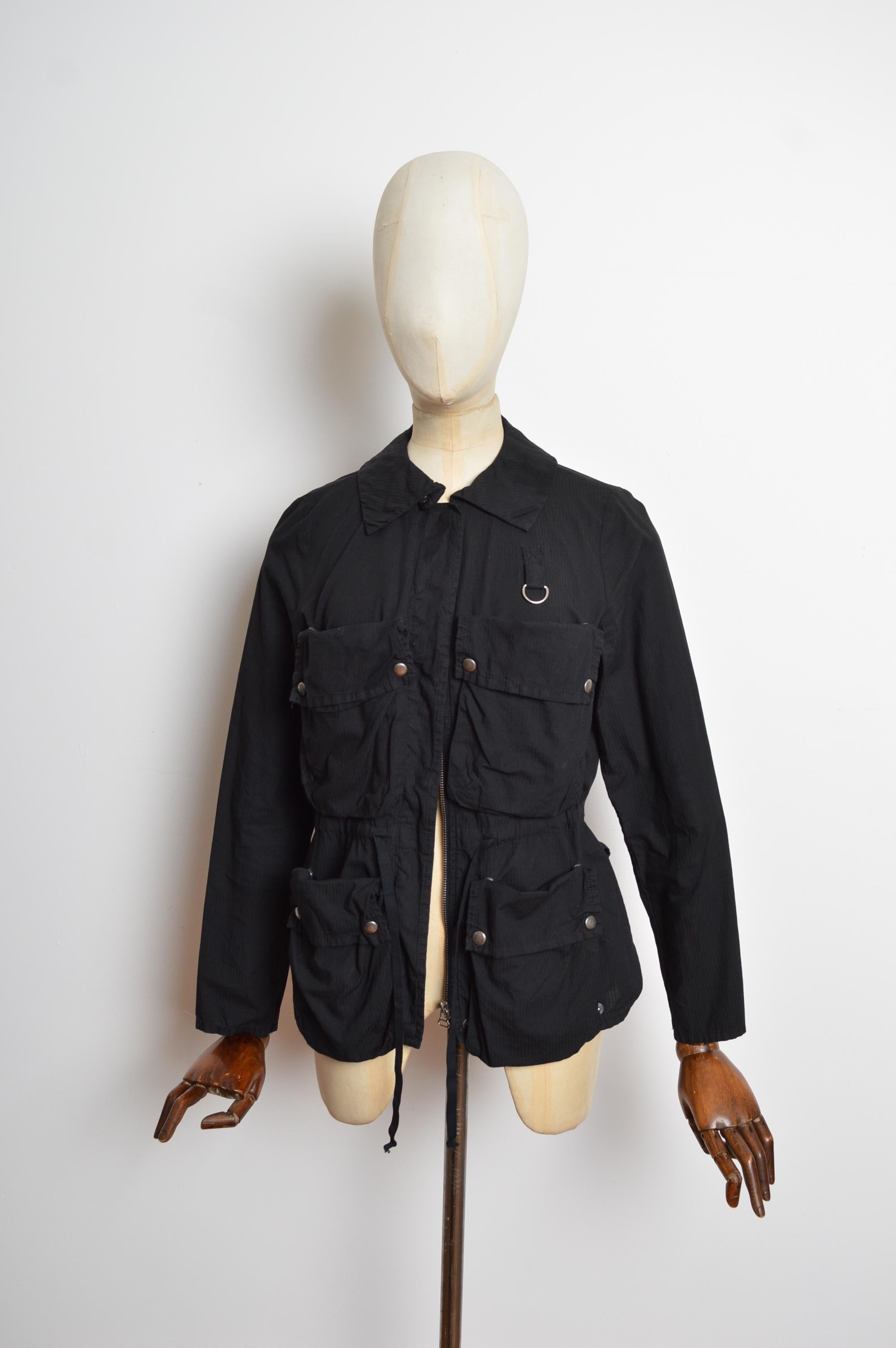 Noir 2006 Martin Marginal MM6 Black Multi way Technical Zip Pocket Jacket / Blazer en vente