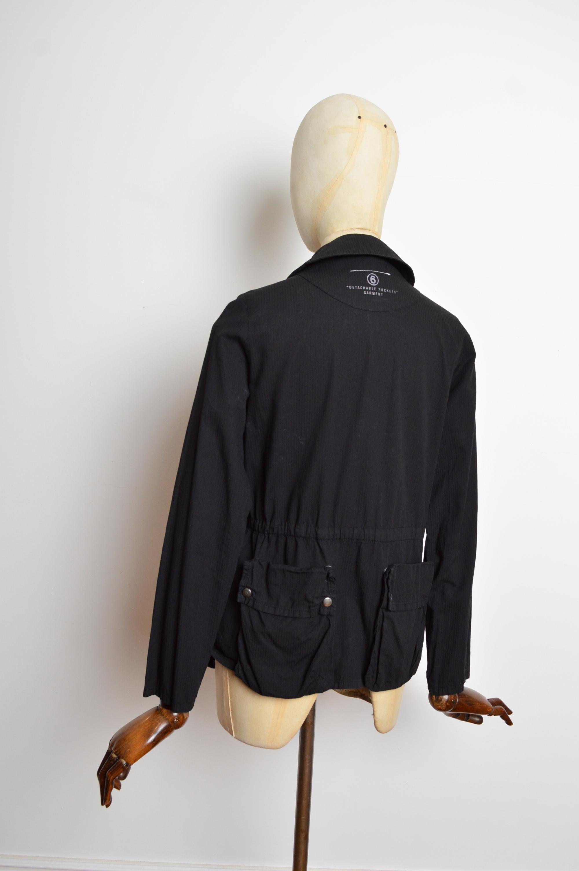 2006 Martin Marginal MM6 Black Multi way Technical Zip Pocket Jacket / Blazer en vente 2