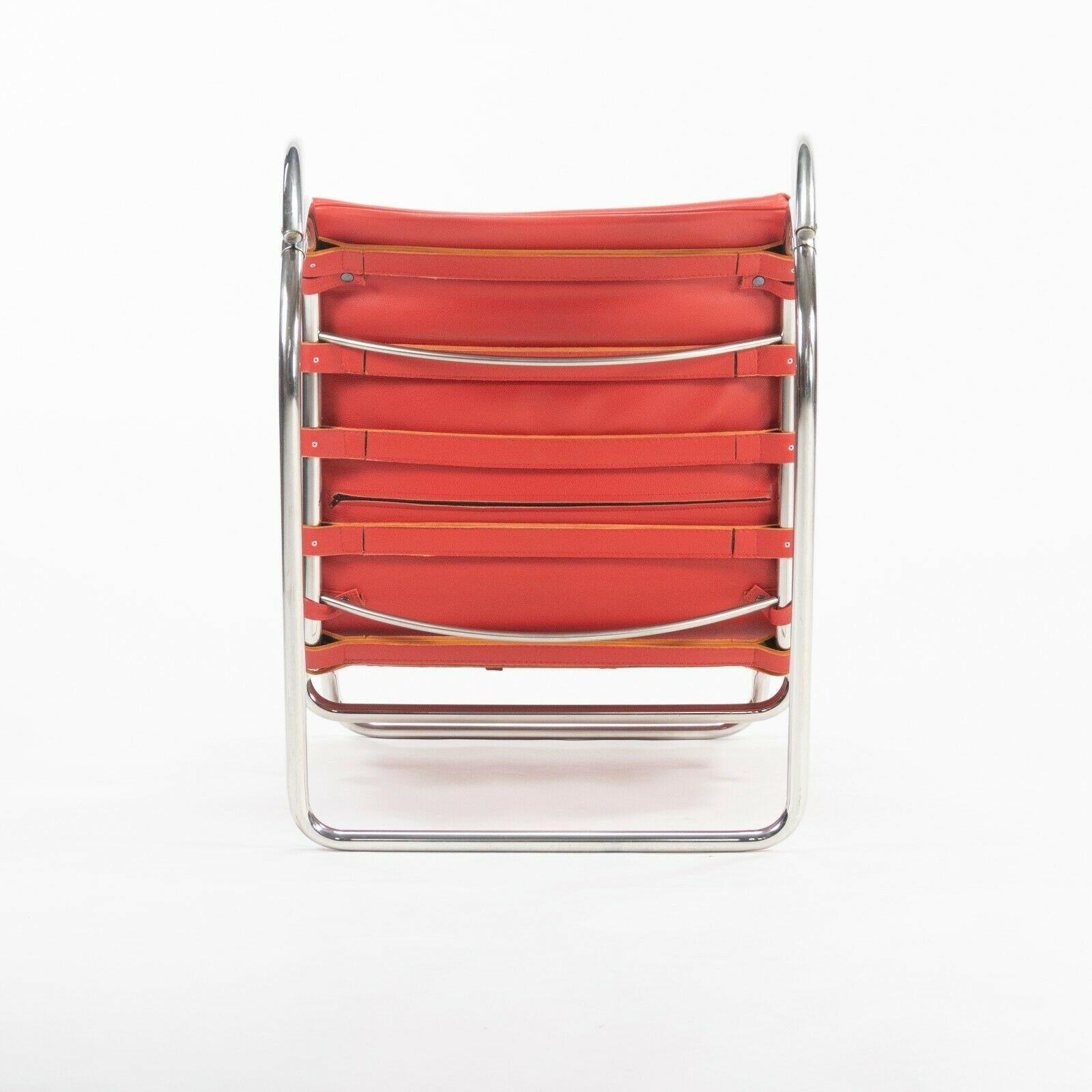 2006 Mies Van Der Rohe for Knoll Studio Red Leather MR EO7M Lounge Arm Chairs For Sale 3