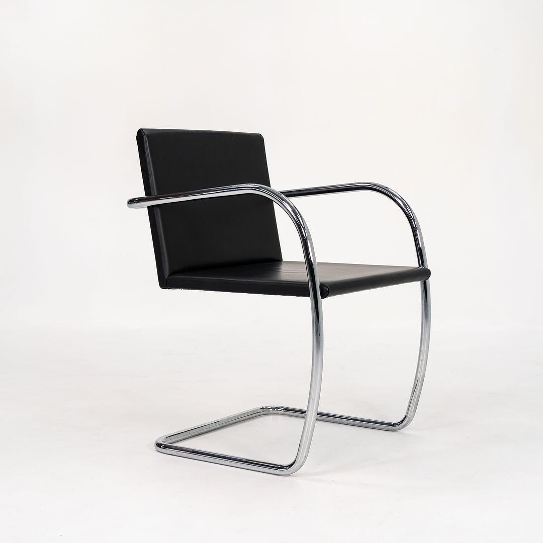 2006 Mies van der Rohe per Knoll Sedia tubolare Brno in pelle con pad sottile in vendita 1