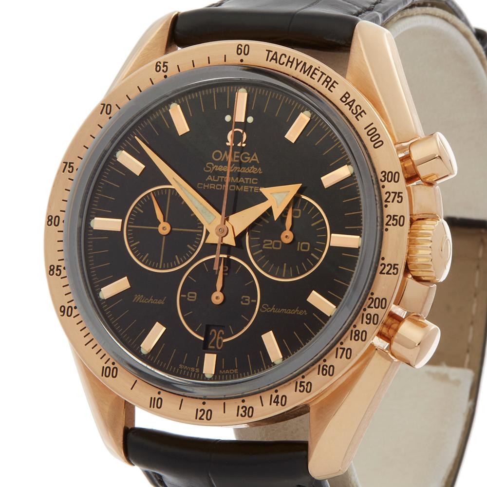 2006 Omega Speedmaster Michael Schumacher Rose Gold 31595000 Wristwatch In Excellent Condition In Bishops Stortford, Hertfordshire