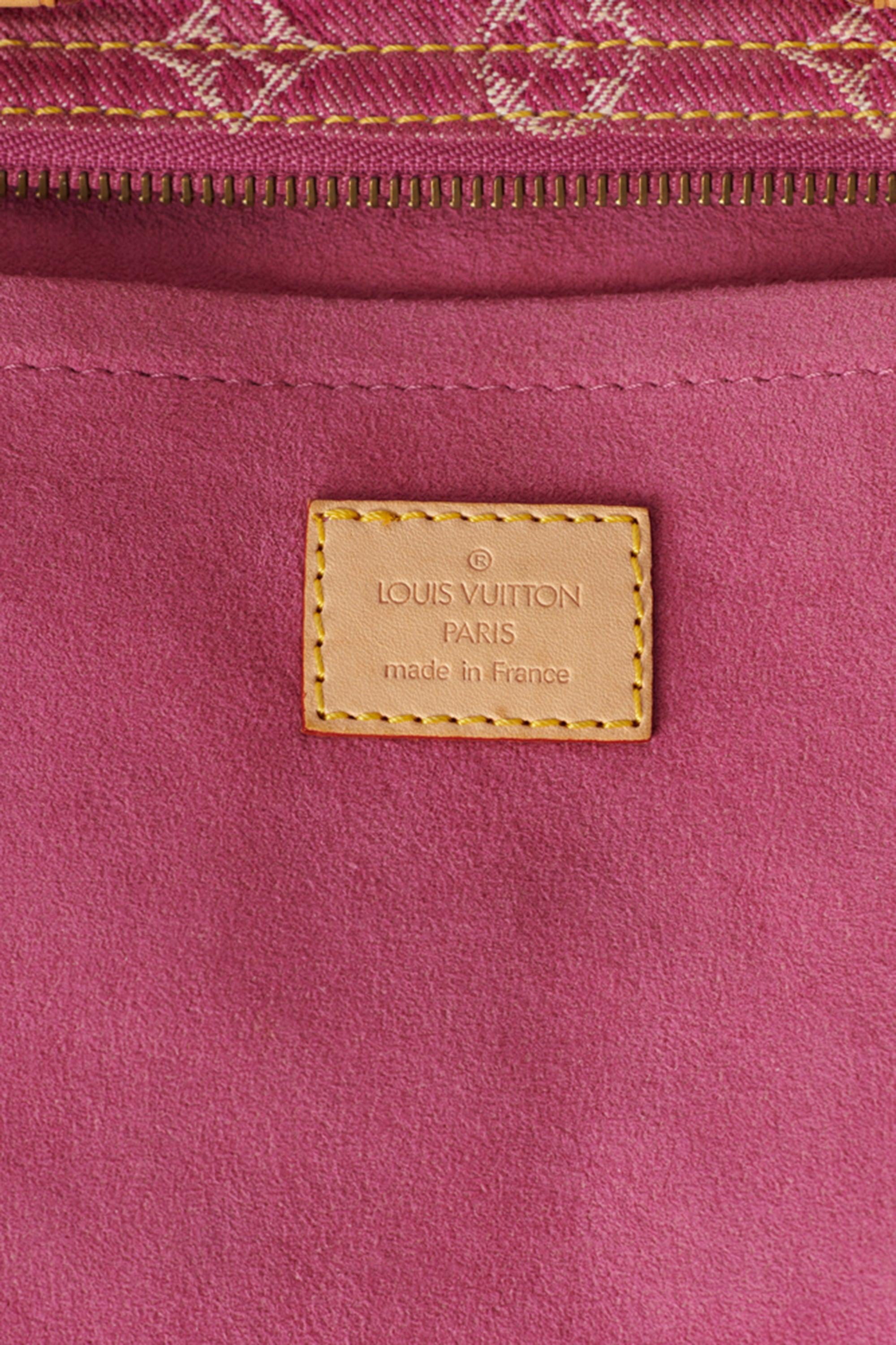 2006 Pink Denim Monogram Speedy Bag & Scarf For Sale 1
