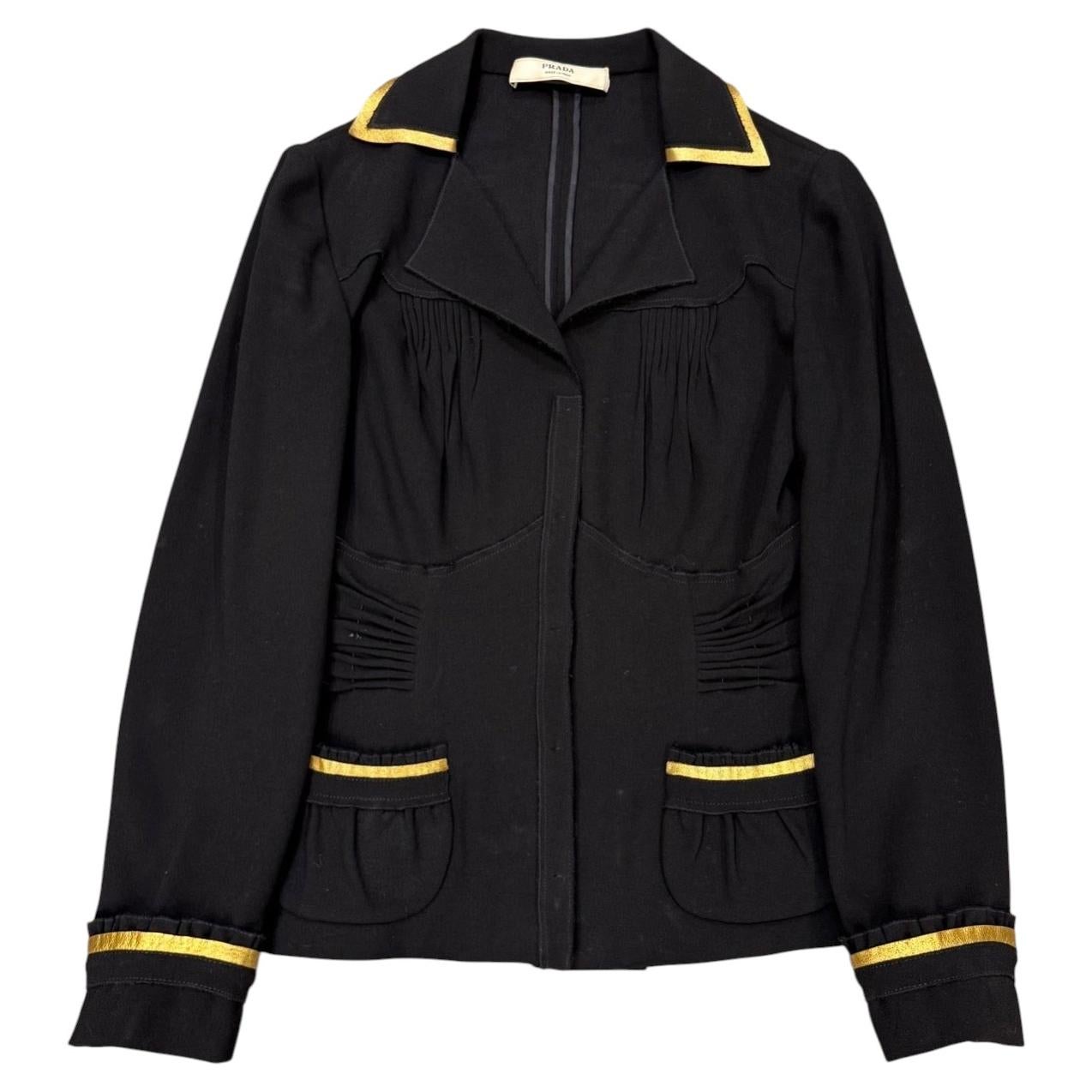 2006 Prada gold trimmed pleated jacket