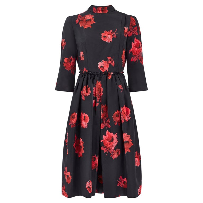 2006 Prada Runway Documented Black Silk and Red Rose Print Dress For Sale at 1stDibs 2006 Prada Runway Documented Black Silk and Red Rose Print Dress For Sale at 1stDibs