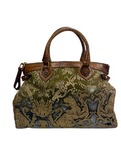 2006 Rare Vintage Documented Roberto Cavalli Brocade & Crocodile Leather Bag