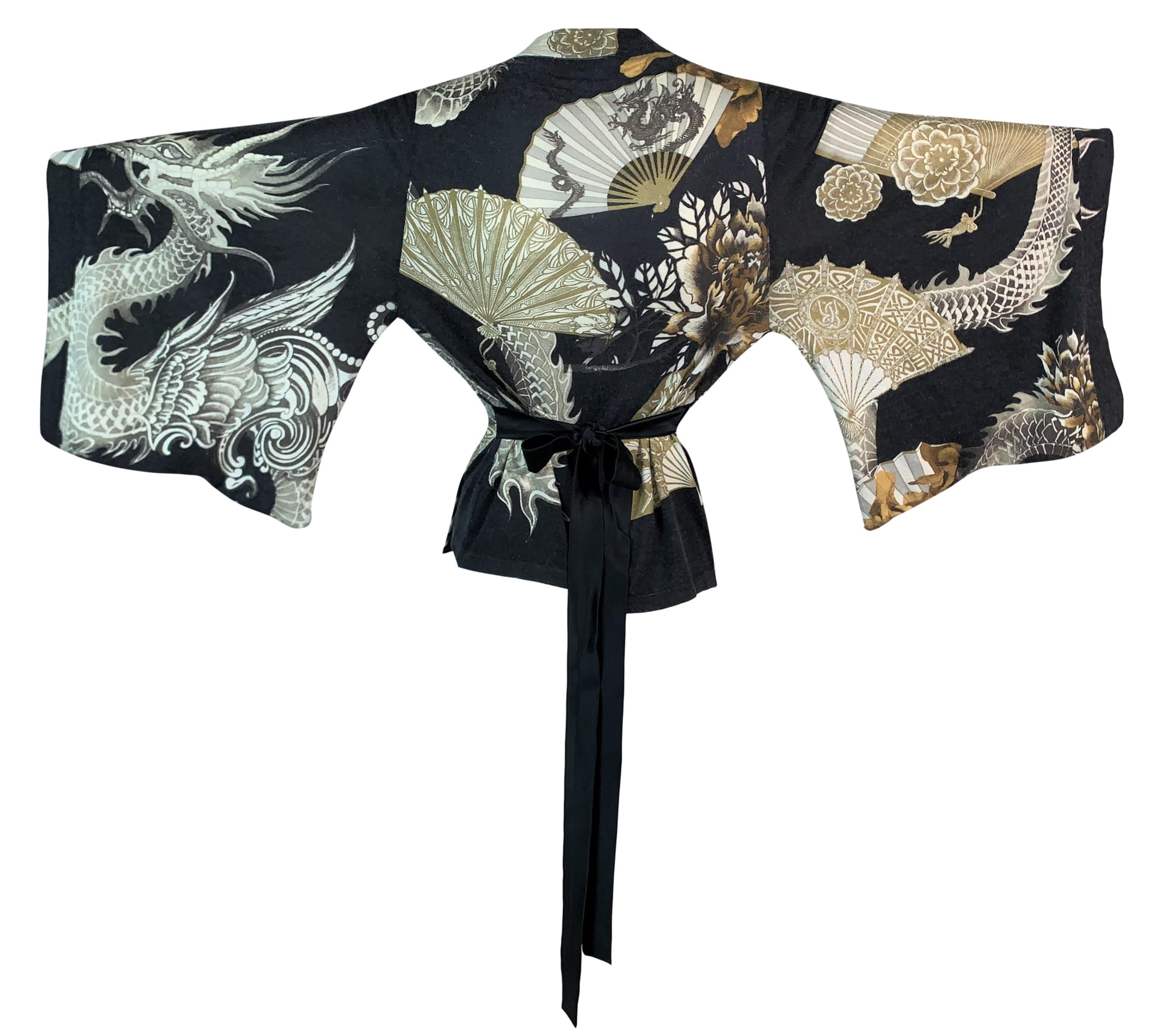 2006 Roberto Cavalli Japanischer Kimono-Pullover aus Kaschmir und Seide, 2006 (Schwarz)