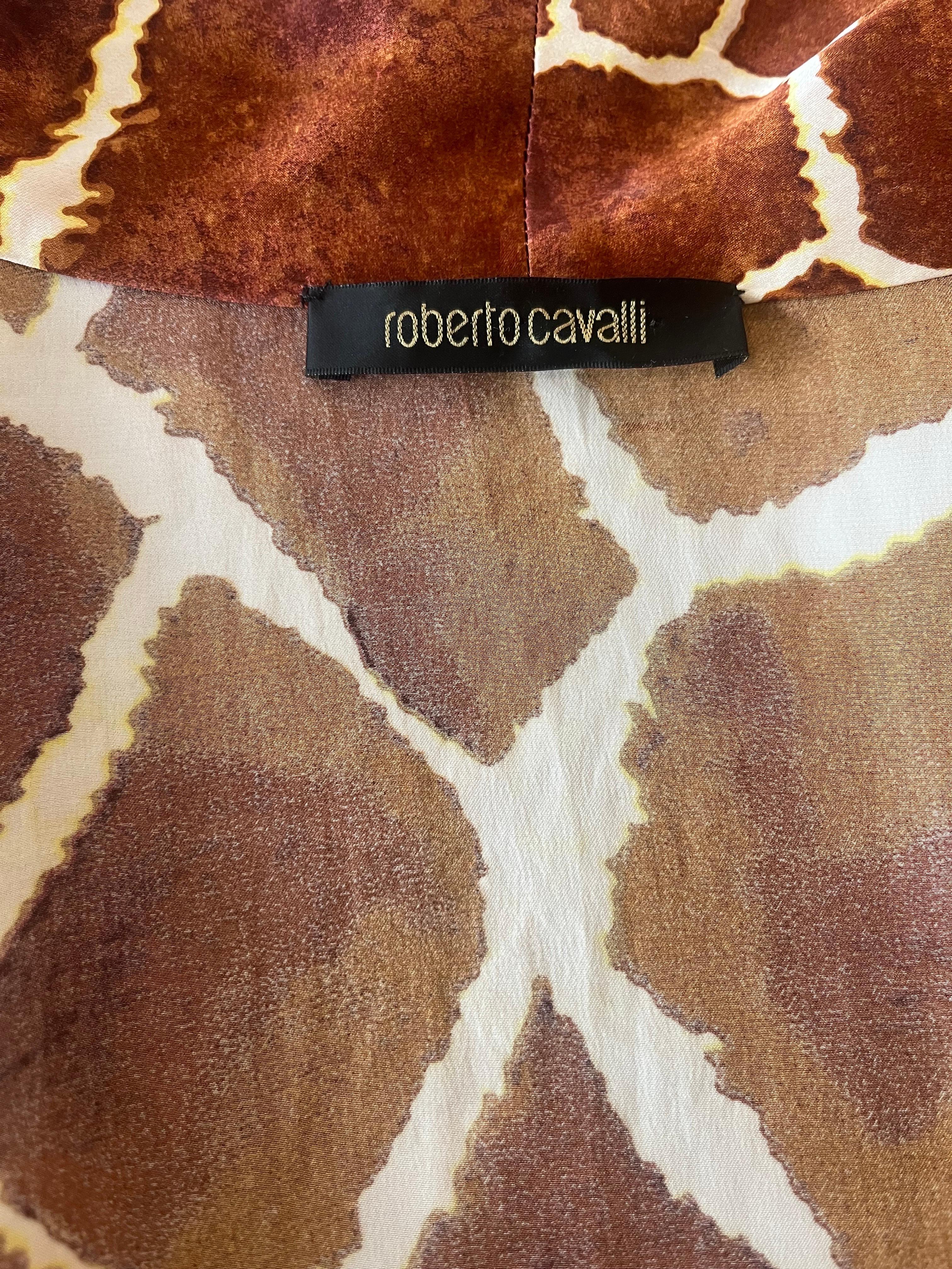2006 Roberto Cavalli Y2K Giraffe Silk Blouse For Sale 1