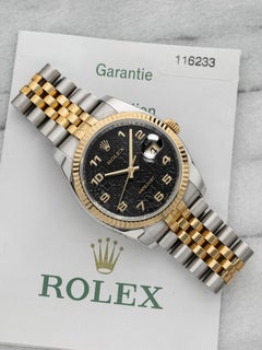2006 Rolex Datejust 116233 Two Tone Black Motif Dial Automatic 36mm
