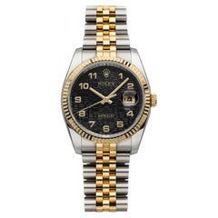 2006 Rolex Datejust 116233 Two Tone Black Motif Dial Automatic 36mm