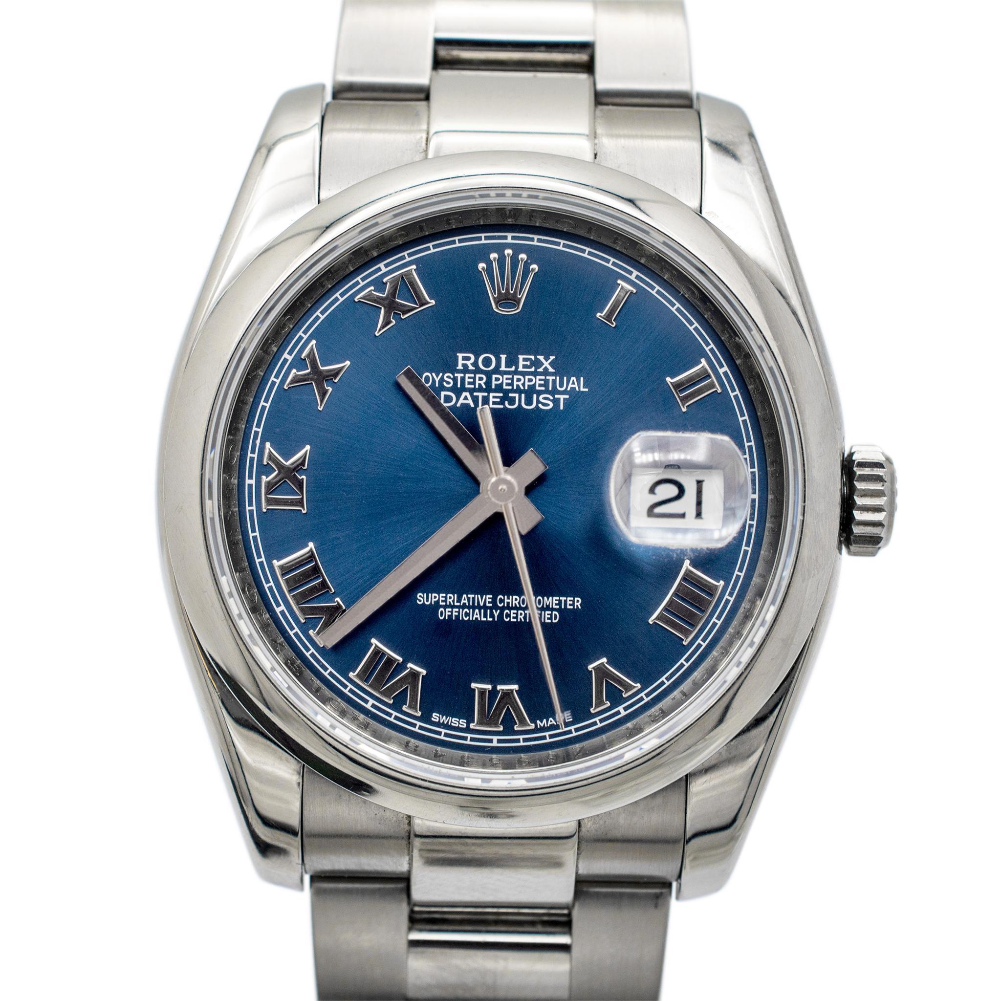 Brand: Rolex 

Gender: Unisex

Metal Type: Stainless Steel

Diameter : 36.00 mm

Weight: 123.20 grams

Stainless Steel ROLEX Swiss made watch. The 