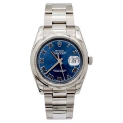 Used 2006 Rolex Datejust 36MM 116200 Blue Roman Dial Oyster Stainless Steel Watch