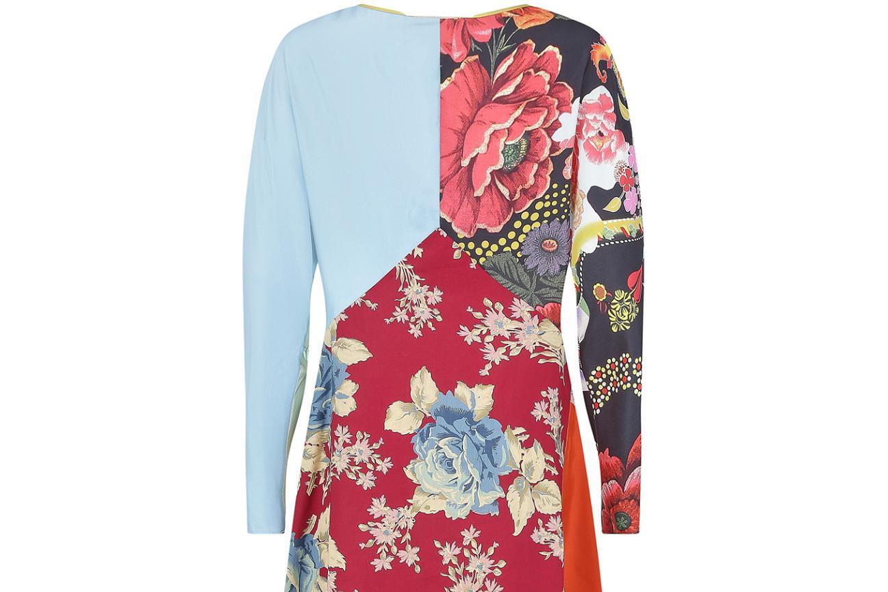 Donna 2006 Runway Christian Lacroix Abito floreale in seta patchwork in vendita