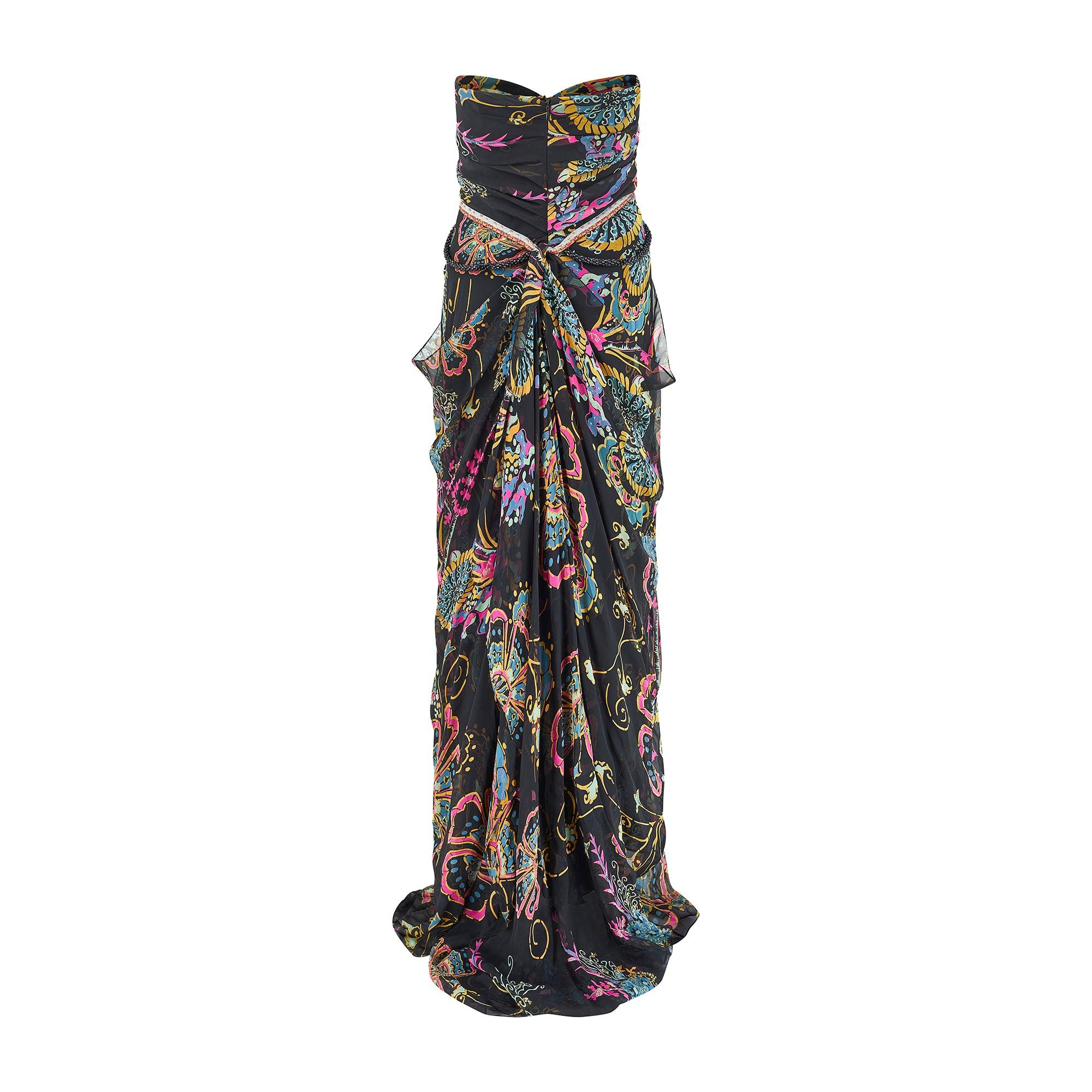 Black 2006 Runway Documented Christian Lacroix Butterfly Print Dress