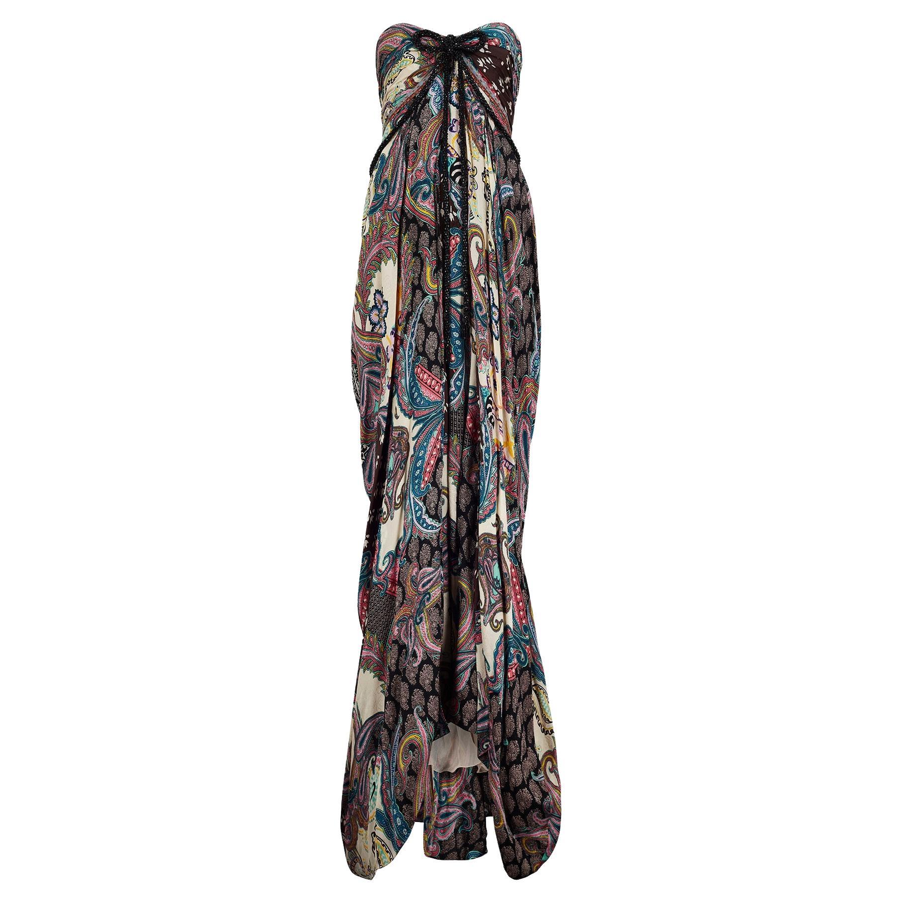 2006 Runway Documented Christian Lacroix Paisley Print Silk Dress