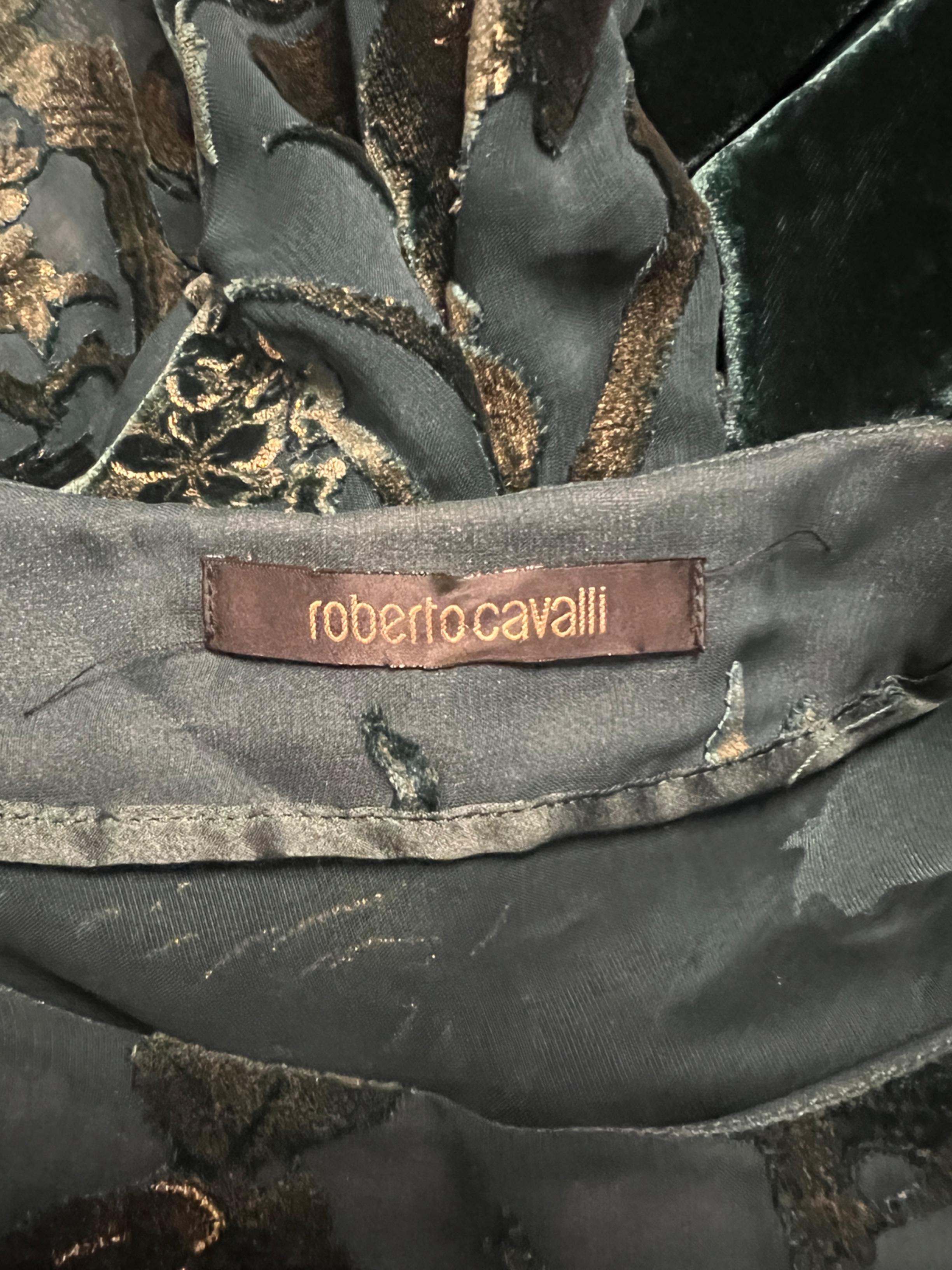 Women's 2006 Runway Documented Roberto Cavalli Silk and Velvet Tunic For Sale