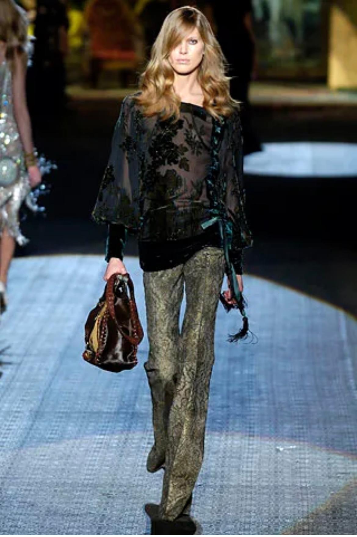 2006 Runway Documented Roberto Cavalli Silk and Velvet Tunic For Sale 1