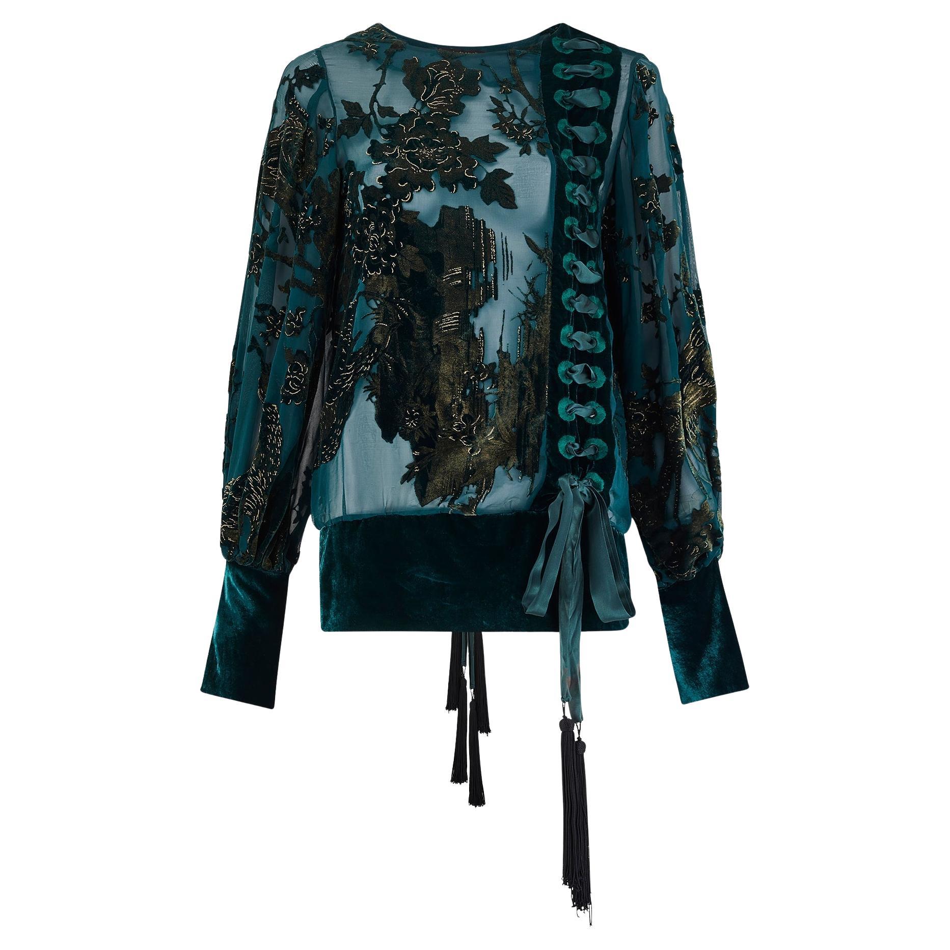 2006 Runway Documented Roberto Cavalli Silk and Velvet Tunic For Sale
