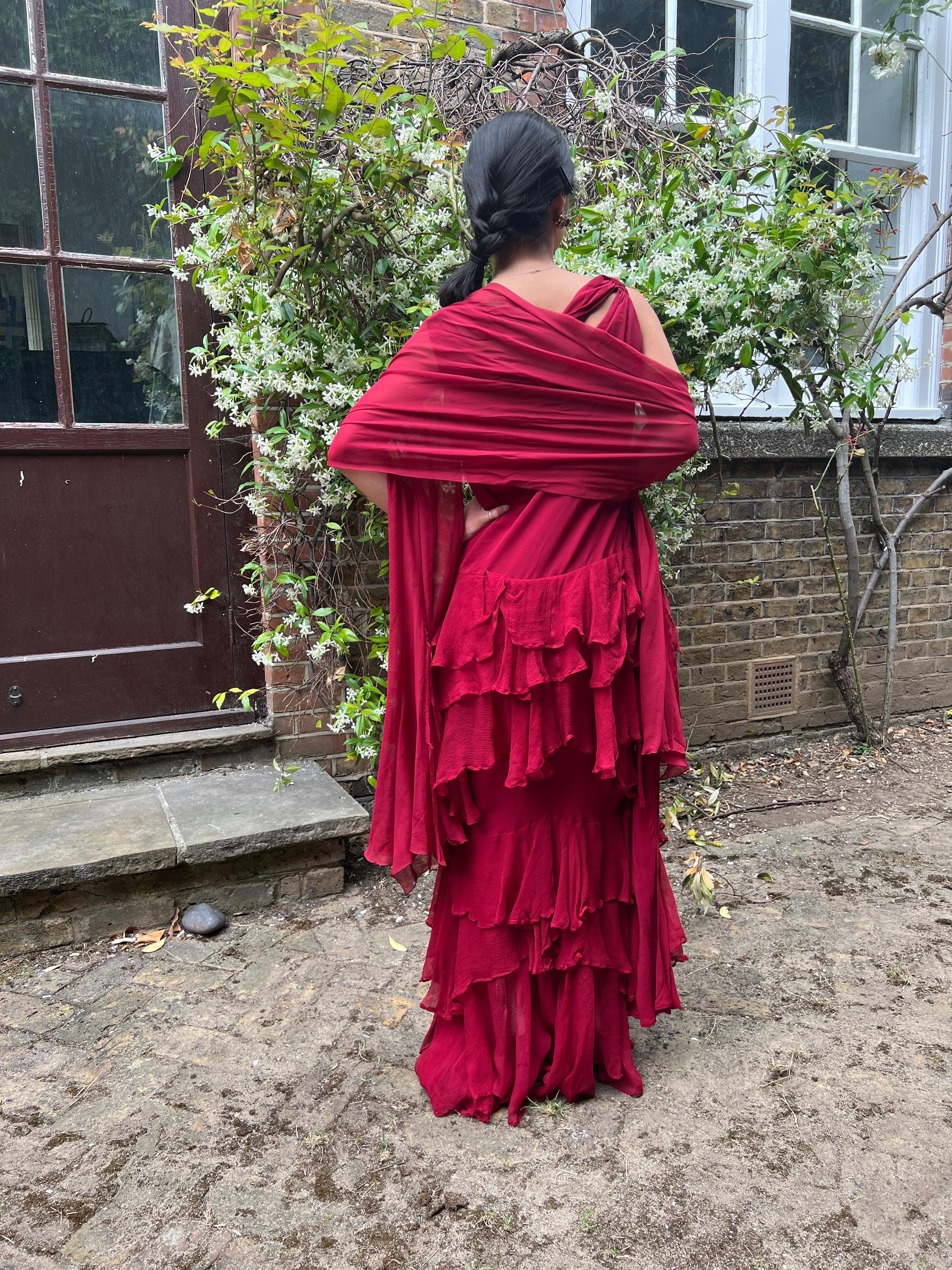 2006 Runway John Galliano for Christian Dior Maroon Silk Dress For Sale 6