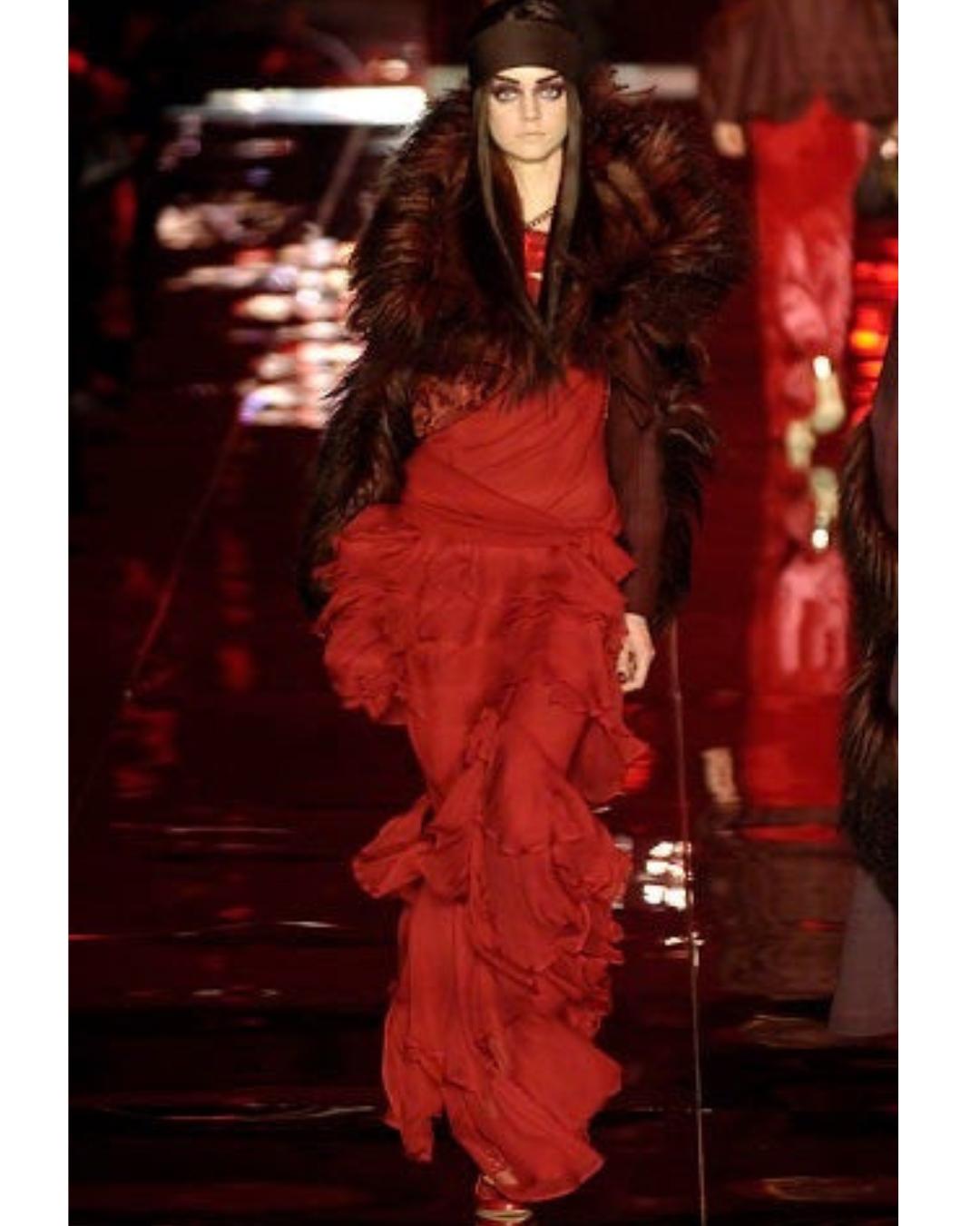 2006 Runway John Galliano for Christian Dior Maroon Silk Dress For Sale 7
