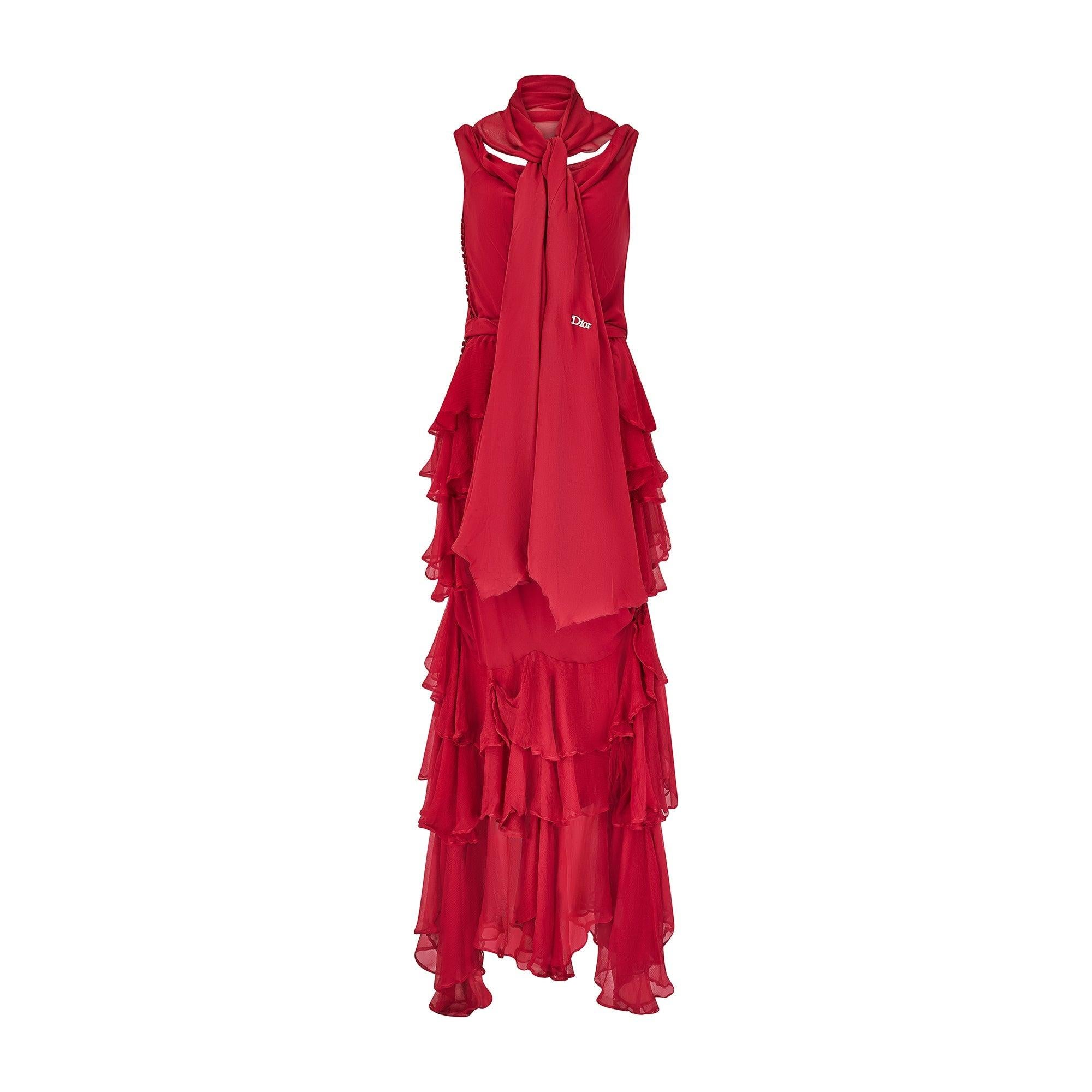 2006 Runway John Galliano for Christian Dior Maroon Silk Dress In Excellent Condition For Sale In London, GB