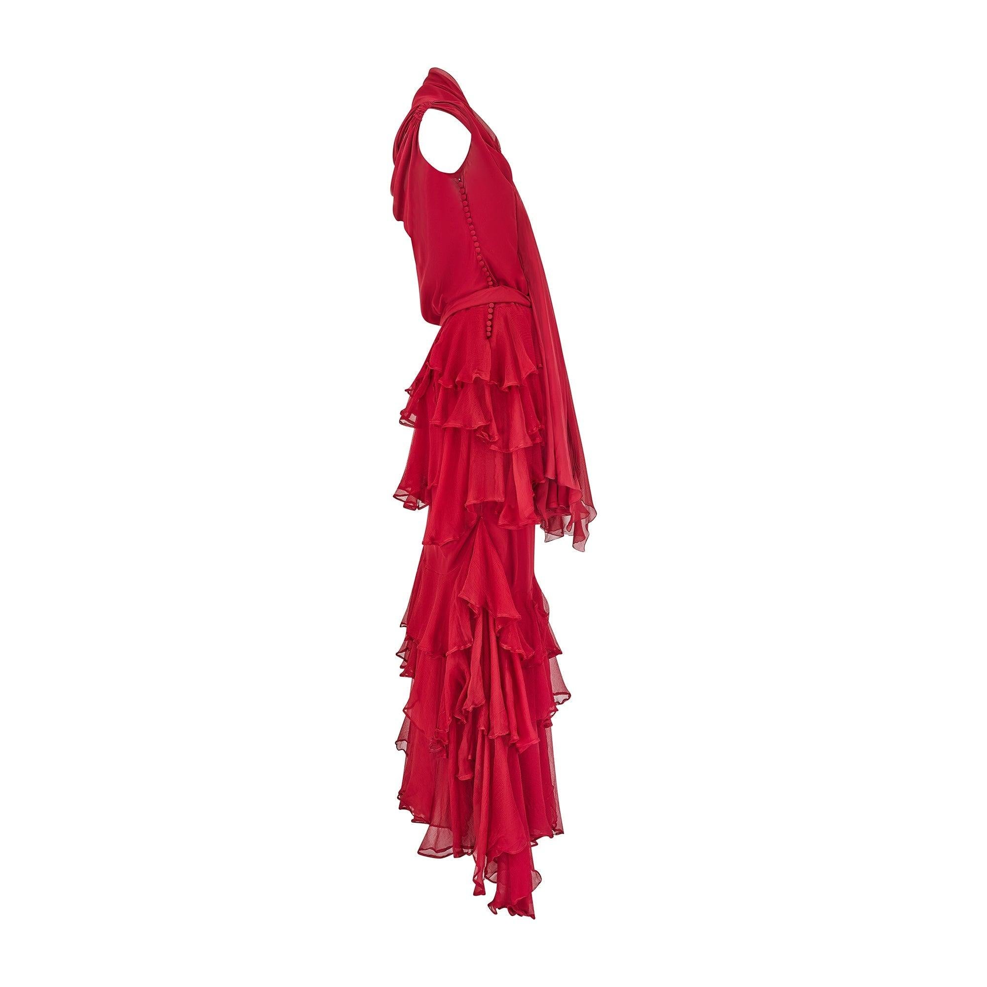 Women's 2006 Runway John Galliano for Christian Dior Maroon Silk Dress For Sale