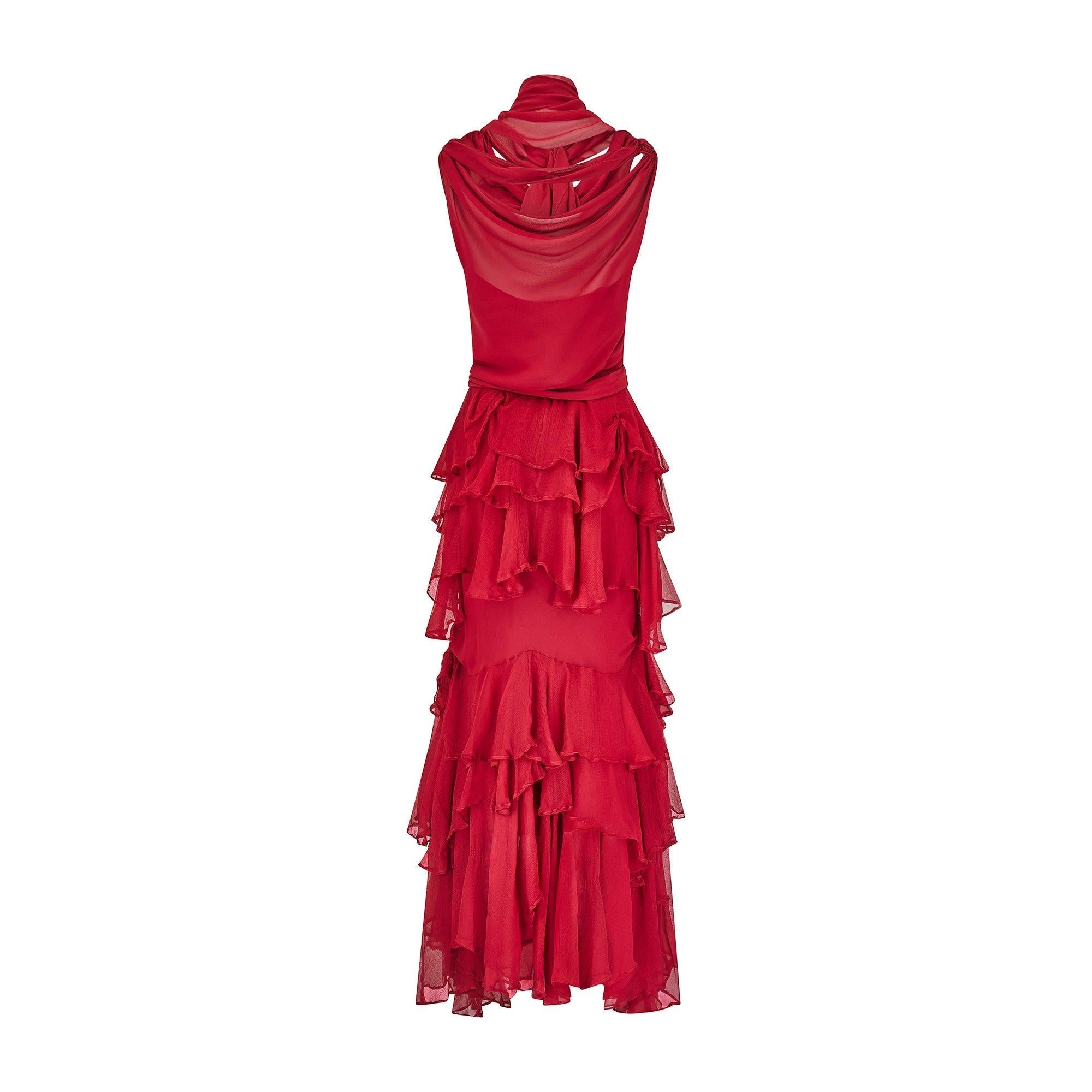 2006 Runway John Galliano for Christian Dior Maroon Silk Dress For Sale 1