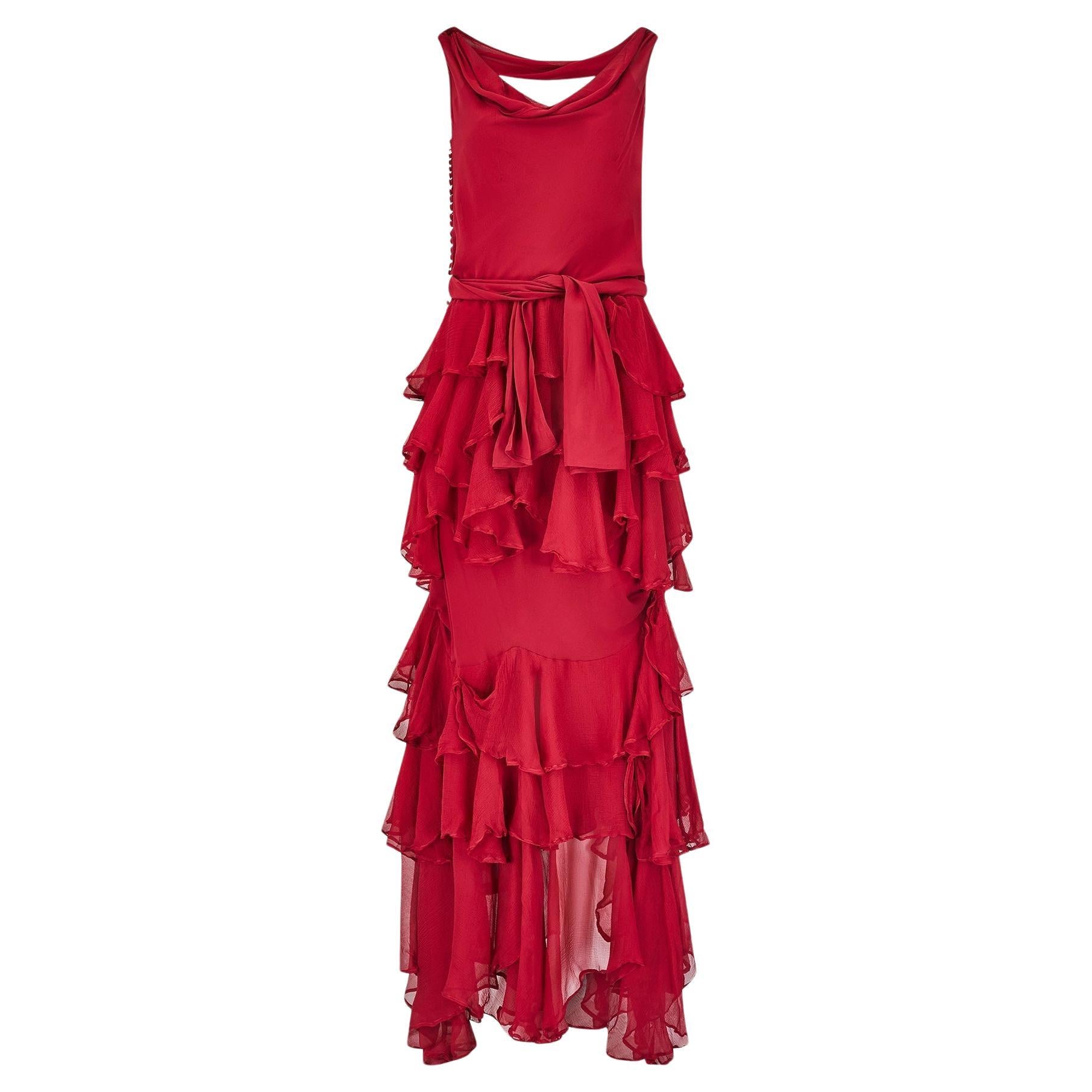 2006 Runway John Galliano for Christian Dior Maroon Silk Dress For Sale