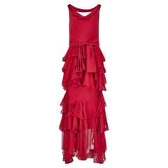 2006 Runway John Galliano for Christian Dior Maroon Silk Dress