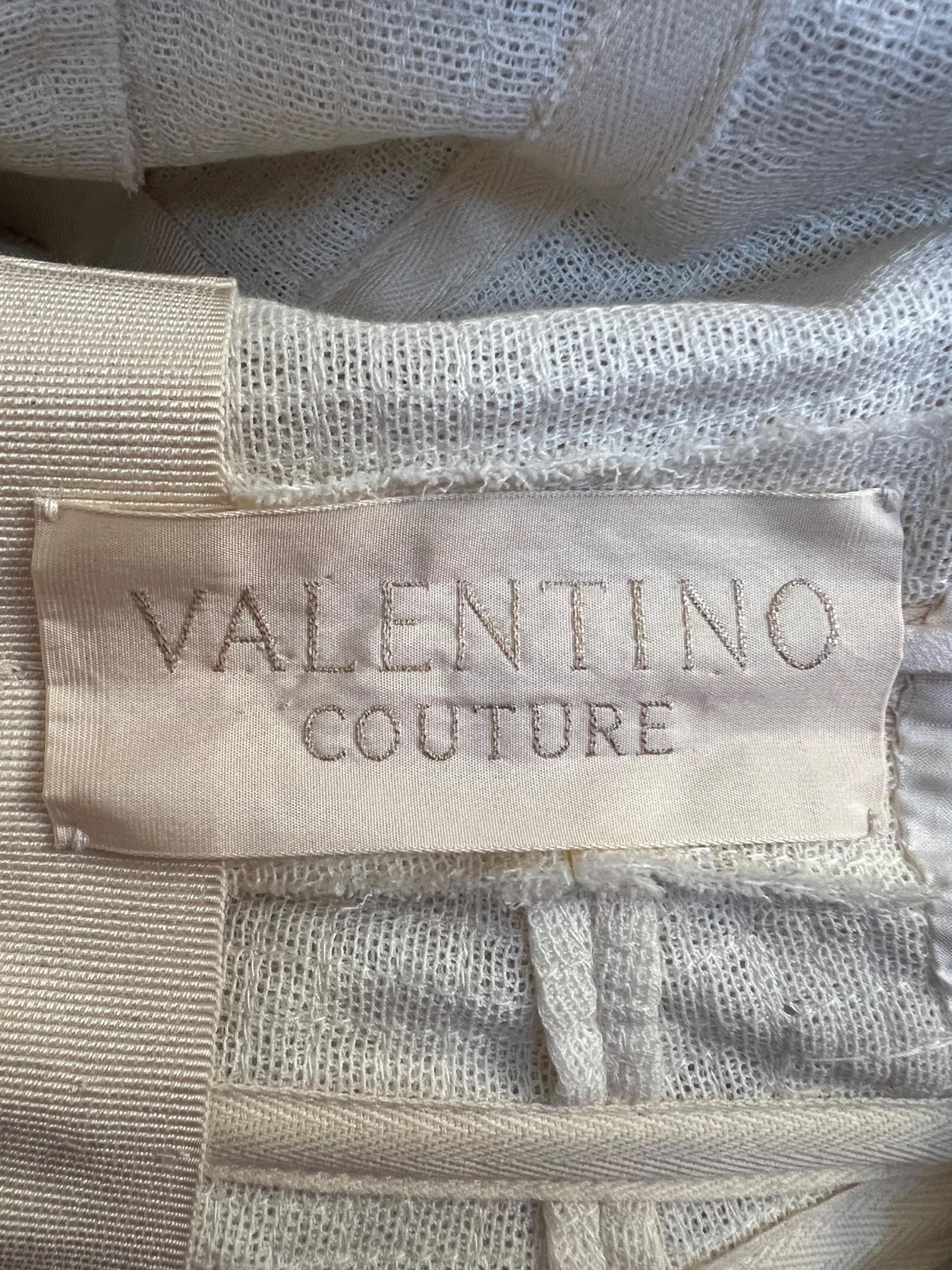 2006 Valentino Couture Haute Couture Robe à volants blanche et argentée Pour femmes en vente