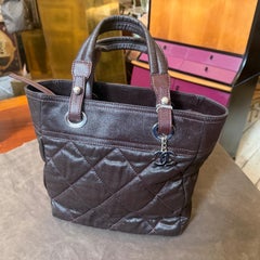 2006 Vintage Chanel Dark Chocolate Brown Coated Canvas Tote Bag