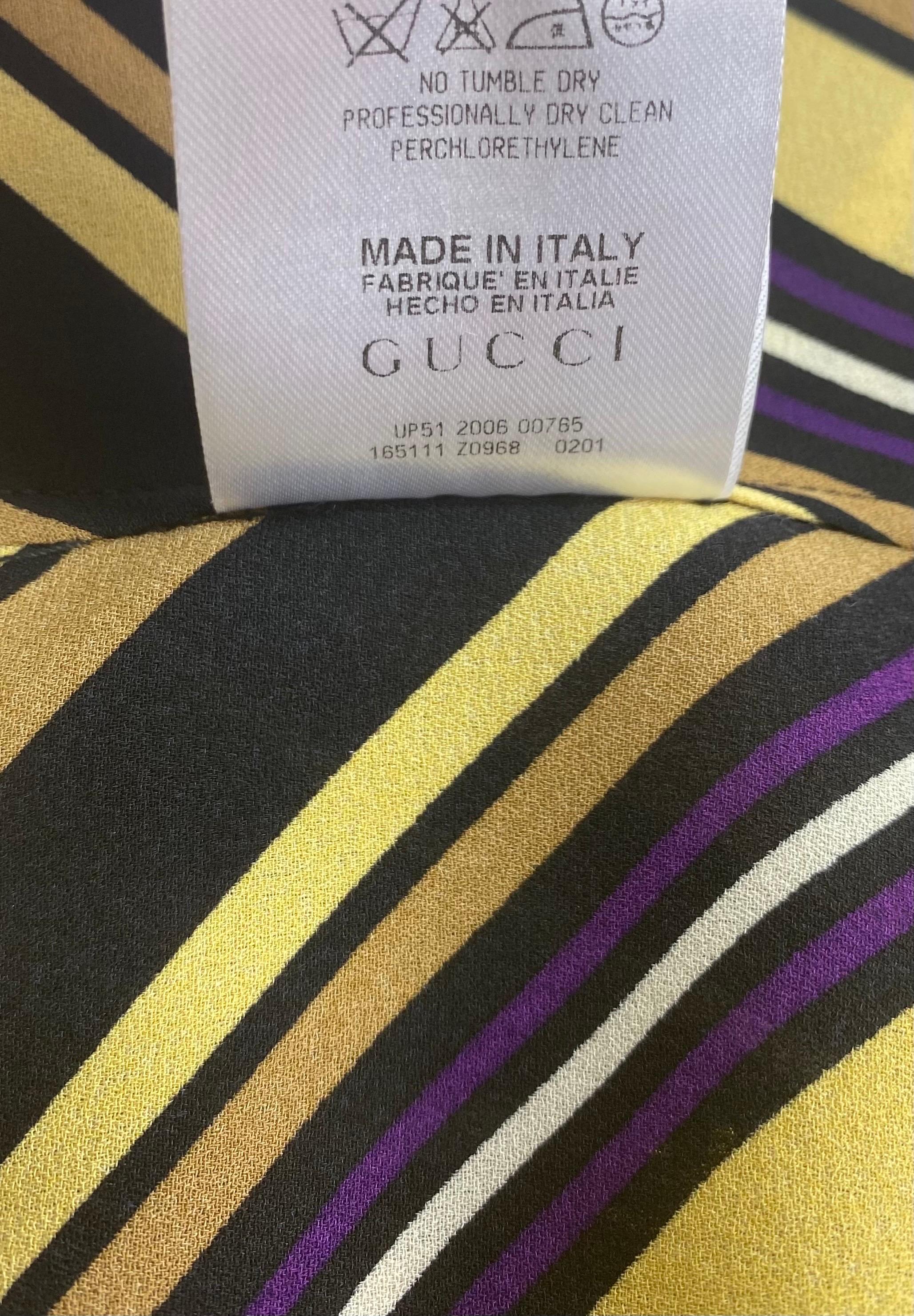 Neu Gucci 2006 Vintage 100% Seide Plunge Bluse Top Italienisch 44 Übergröße im Angebot 1
