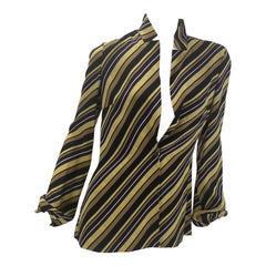 New Gucci 2006 Vintage 100% Silk Plunge Blouse Top Italian 44 Oversize