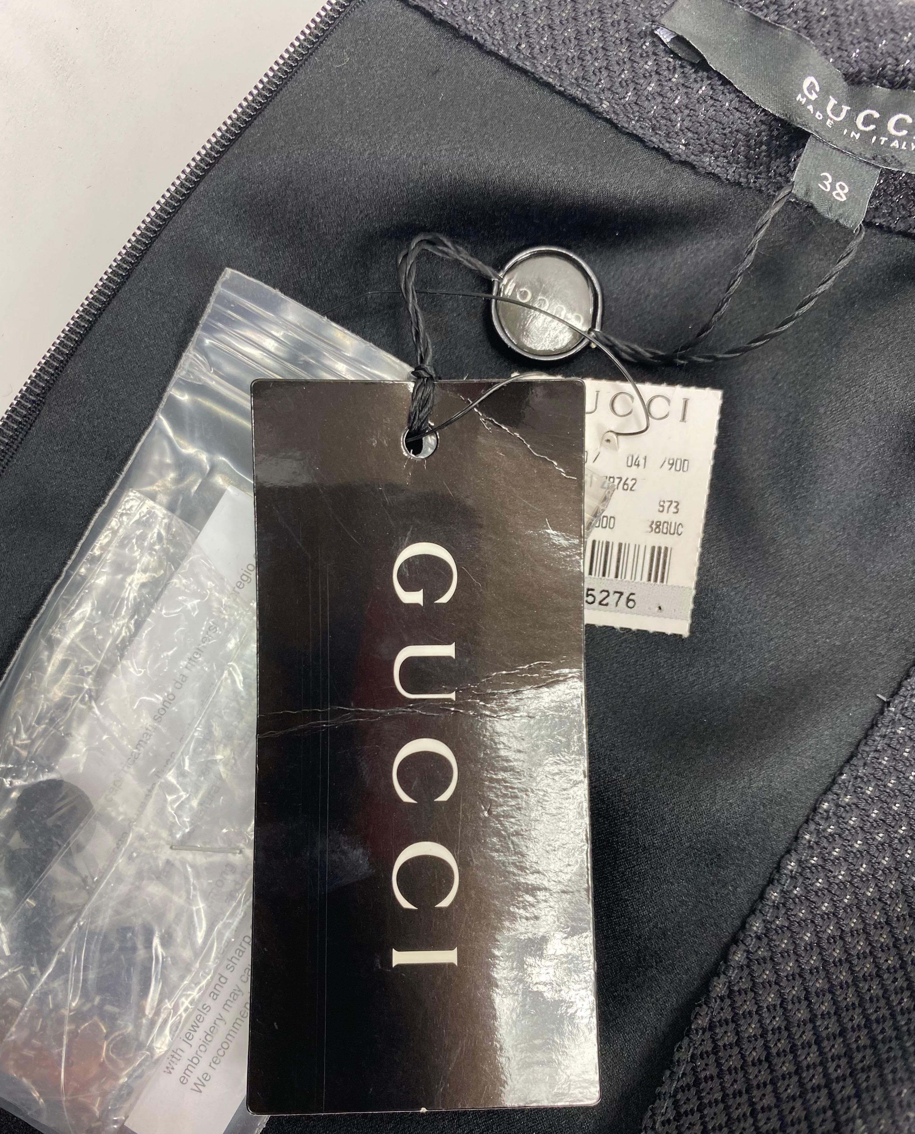  Gucci 2006 Vintage Studded and Crystal Embellished Black Dress Italian Size 38 In New Condition For Sale In Montgomery, TX