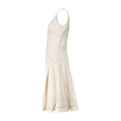 2006 Zac Posen Laufsteg-Kleid in Creme mit Struktur und Ausschnitten