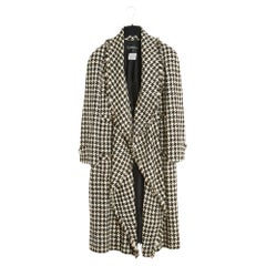 2006SS Chanel Abrigo de tweed de seda blanco y negro FR38