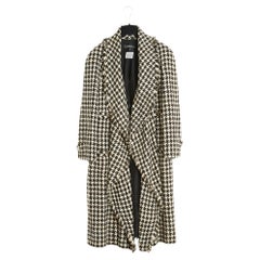 2006SS Chanel Black White Silk Tweed Coat FR38