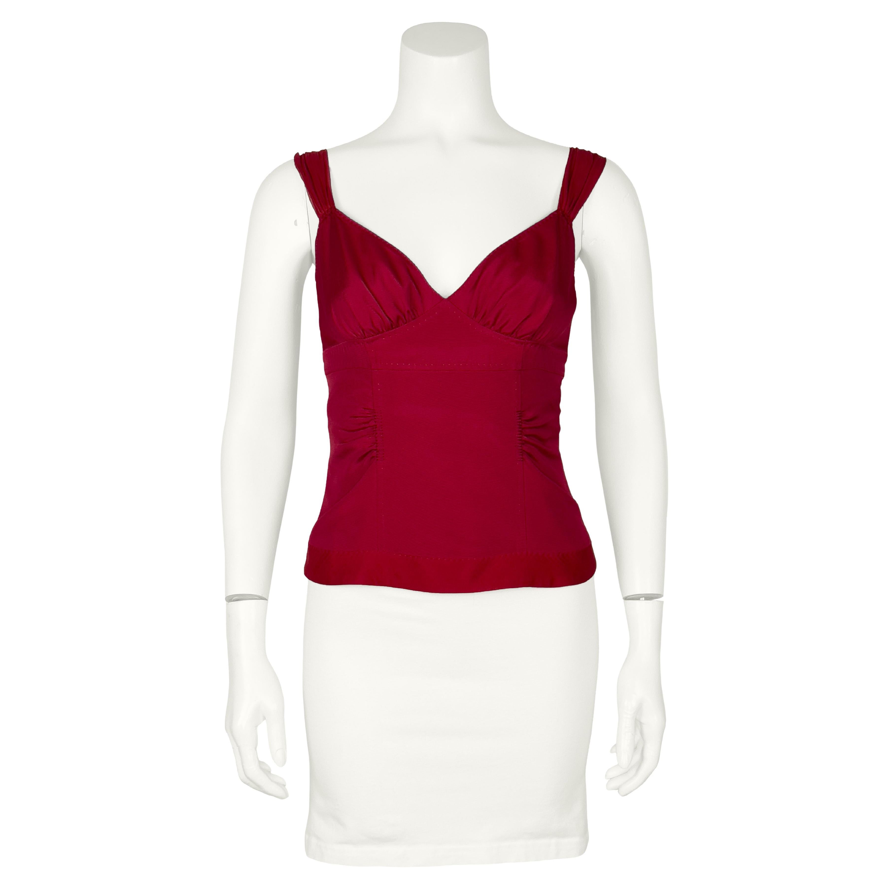 2007-2007 Louis Vuitton Crimson Red Silk Bustier Top