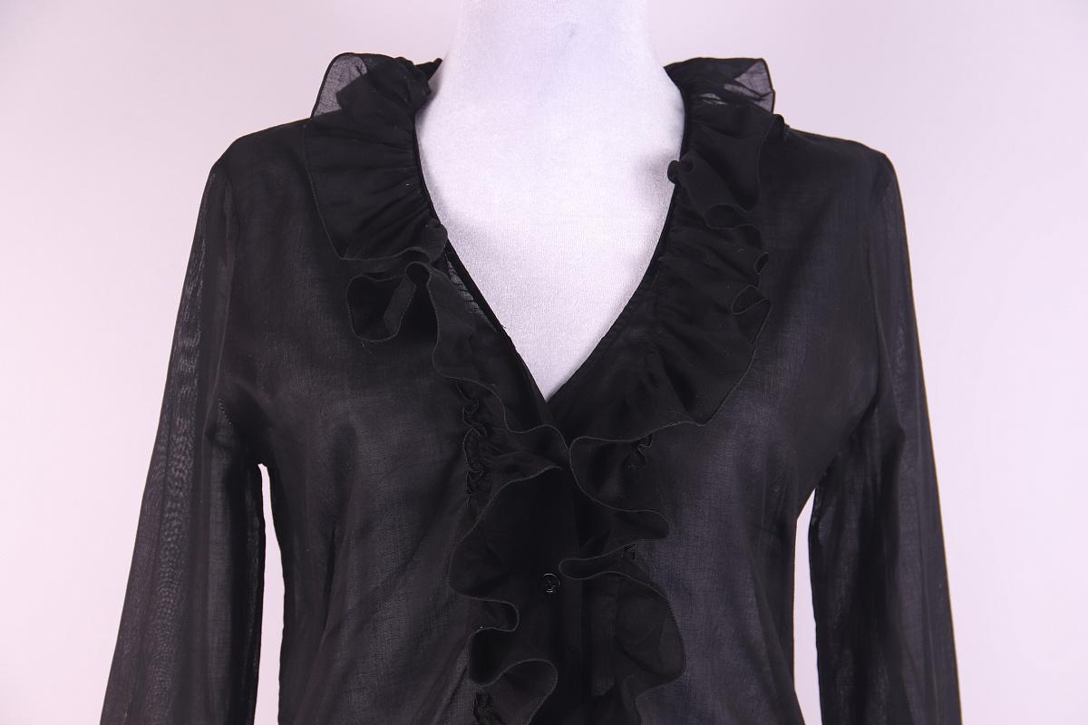 2007 Alexander McQueen Black Cotton Blouse For Sale 7