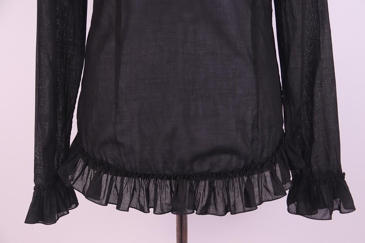 2007 Alexander McQueen Black Cotton Blouse For Sale 9
