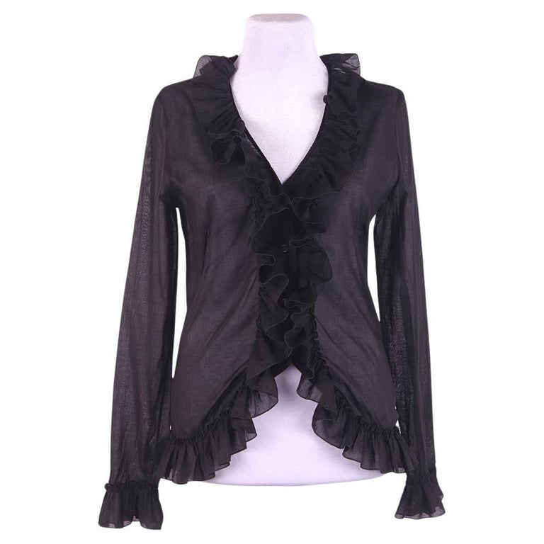 Chemise Vintage Alexander McQueen - Col Pointu à Picots Rouge Foncé - Taille M - Italie