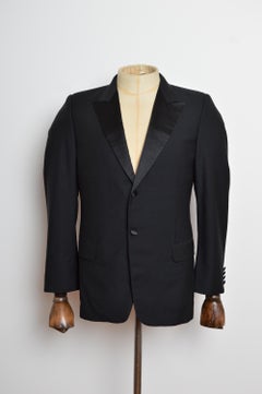 2007 Alexander McQueen Mens Black Wool Satin Lapel Blazer Suit Jacket