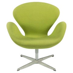 2007 Arne Jacobsen Swan Chair by Fritz Hansen with Light Green Fabric Upholstery
