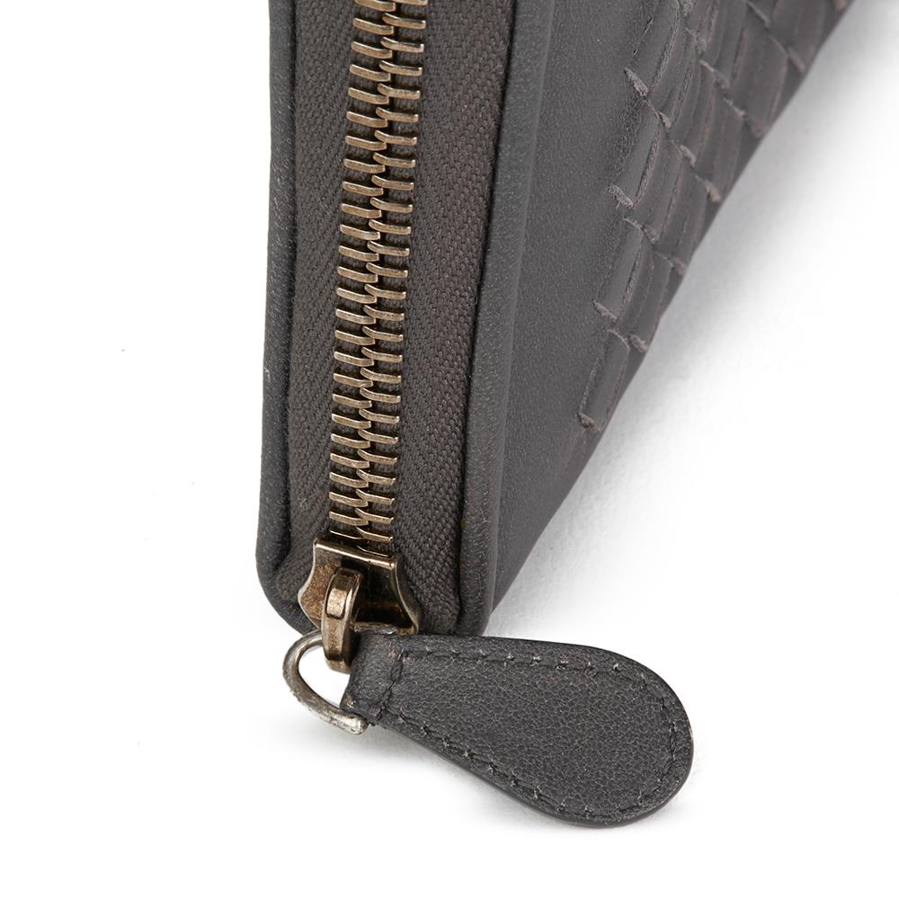 2007 Bottega Veneta Grey Woven Lambskin Leather Zip Around Wallet 1