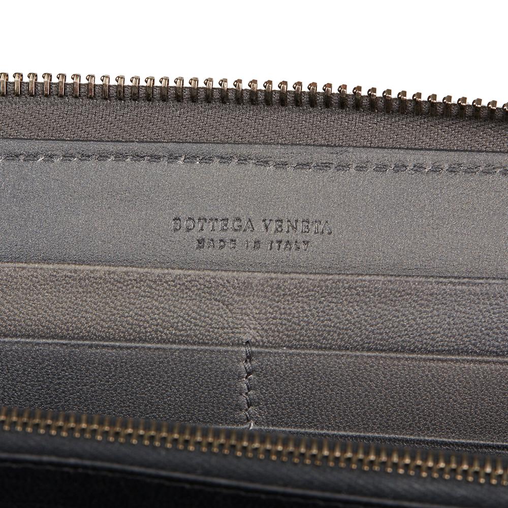 2007 Bottega Veneta Grey Woven Lambskin Leather Zip Around Wallet 3