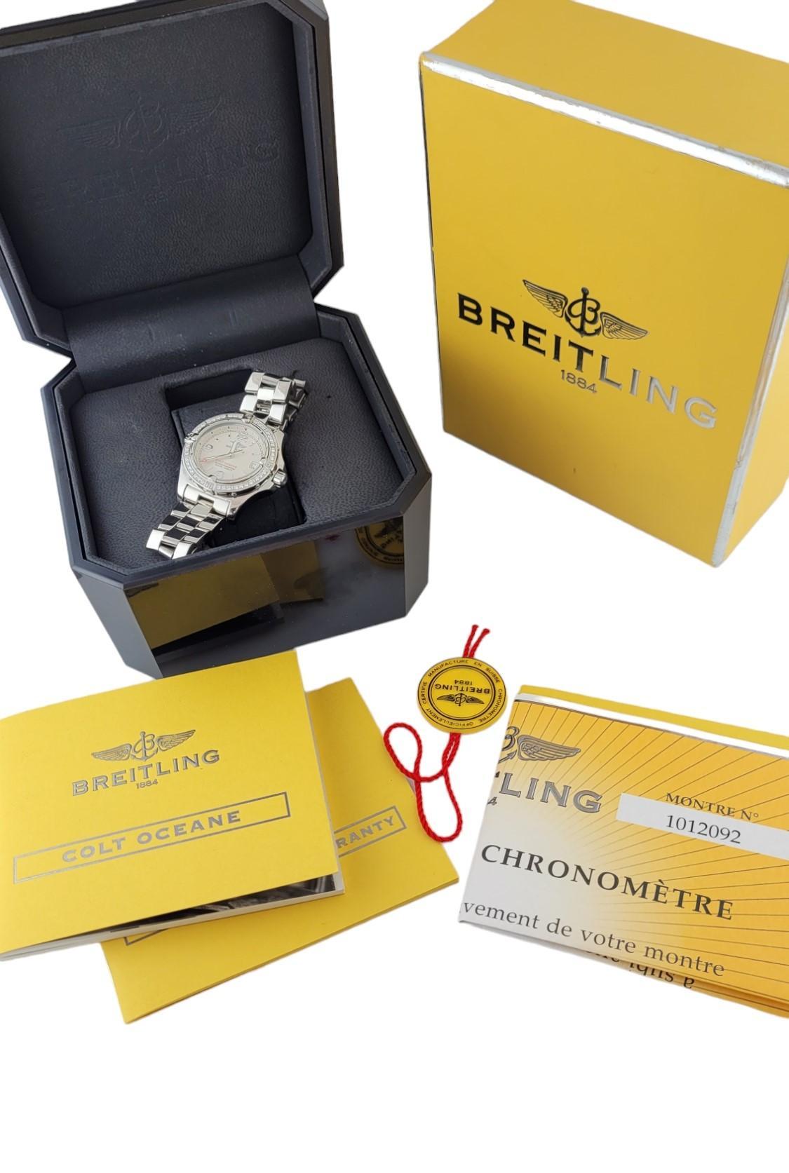2007 Breitling Ladies Colt Diamond Watch A77380 Box/Papers # 17227 en vente 6