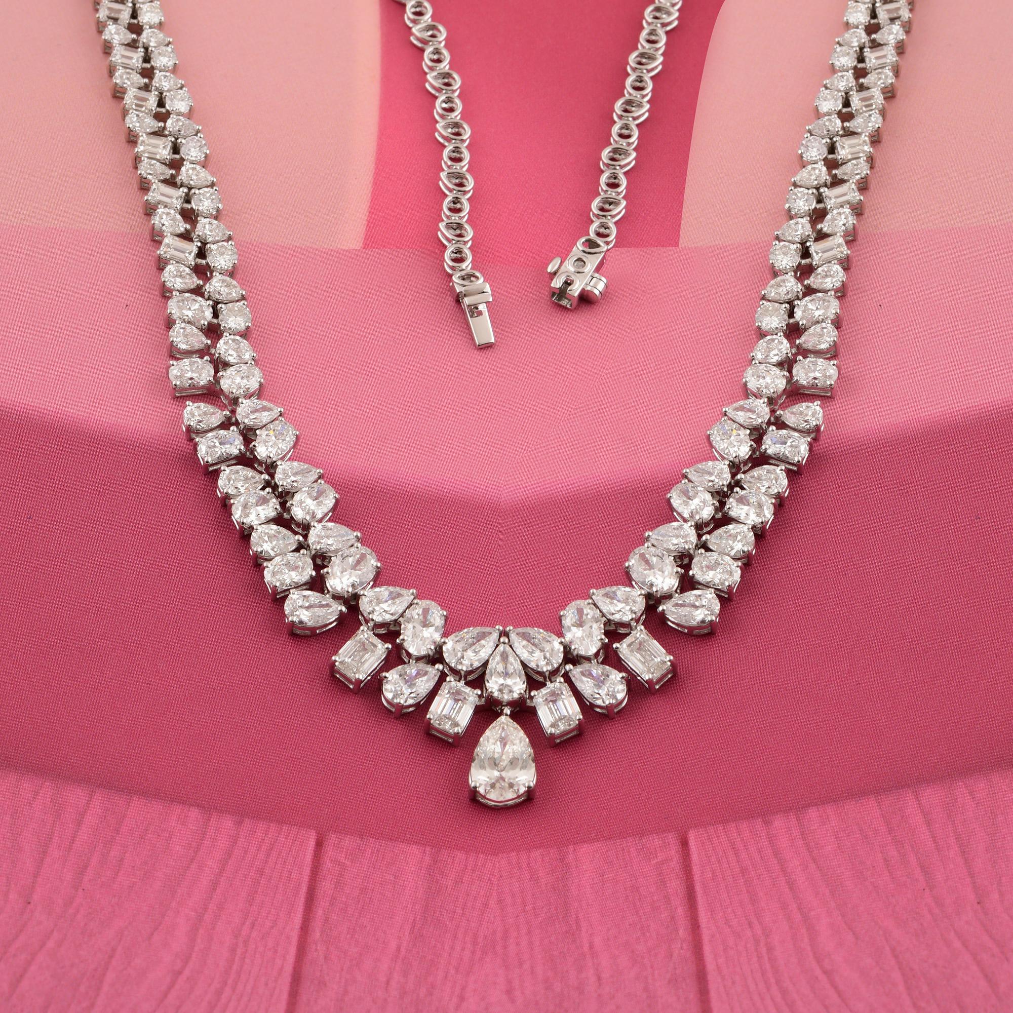 Moderno 20,07 Carati SI Chiarezza HI Colore Collana di diamanti a forma multipla in oro bianco 14 carati in vendita