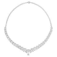 20,07 Karat SI Reinheit HI Farbe Multi Form Diamant-Halskette 14 Karat Weißgold