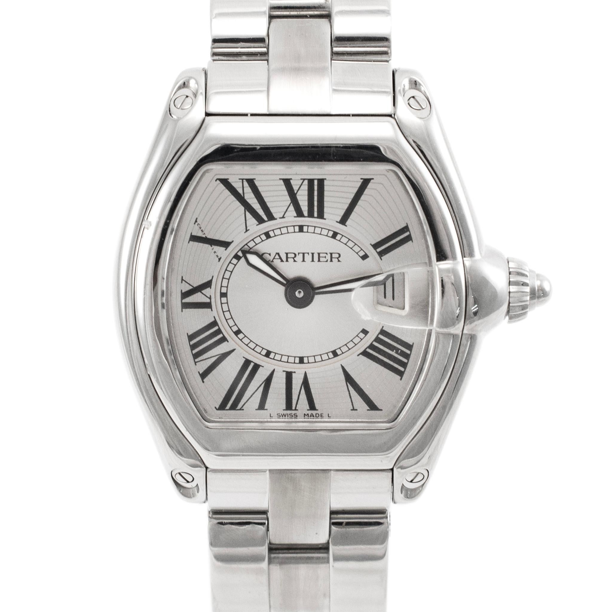 Brand: Cartier 

Gender: Unisex

Metal Type: Stainless Steel

Diameter:  31.00 mm 

Weight: 91.85 Grams

Stainless Steel Cartier Swiss made watch. The metal was tested and determined to be stainless steel. The 