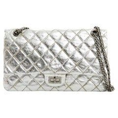 2007 Chanel 2.55 Bag Medium Silver Leather Collector