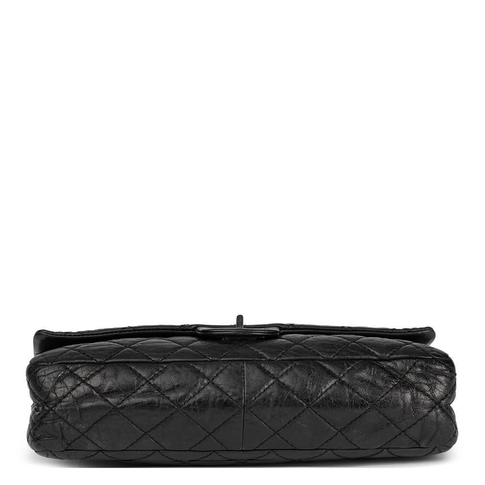 Women's 2007 Chanel Black Metallic Quilted Calfskin 2.55 Reissue 226 Double Flap Bag 